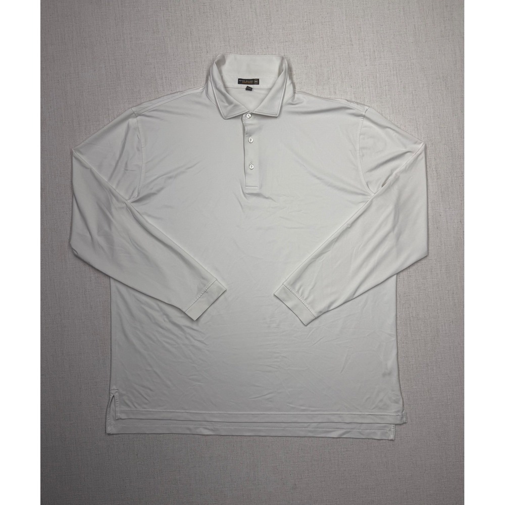 Peter Millar Summer Comfort Mens XXL White Long Sleeve Performance Polo Shirt